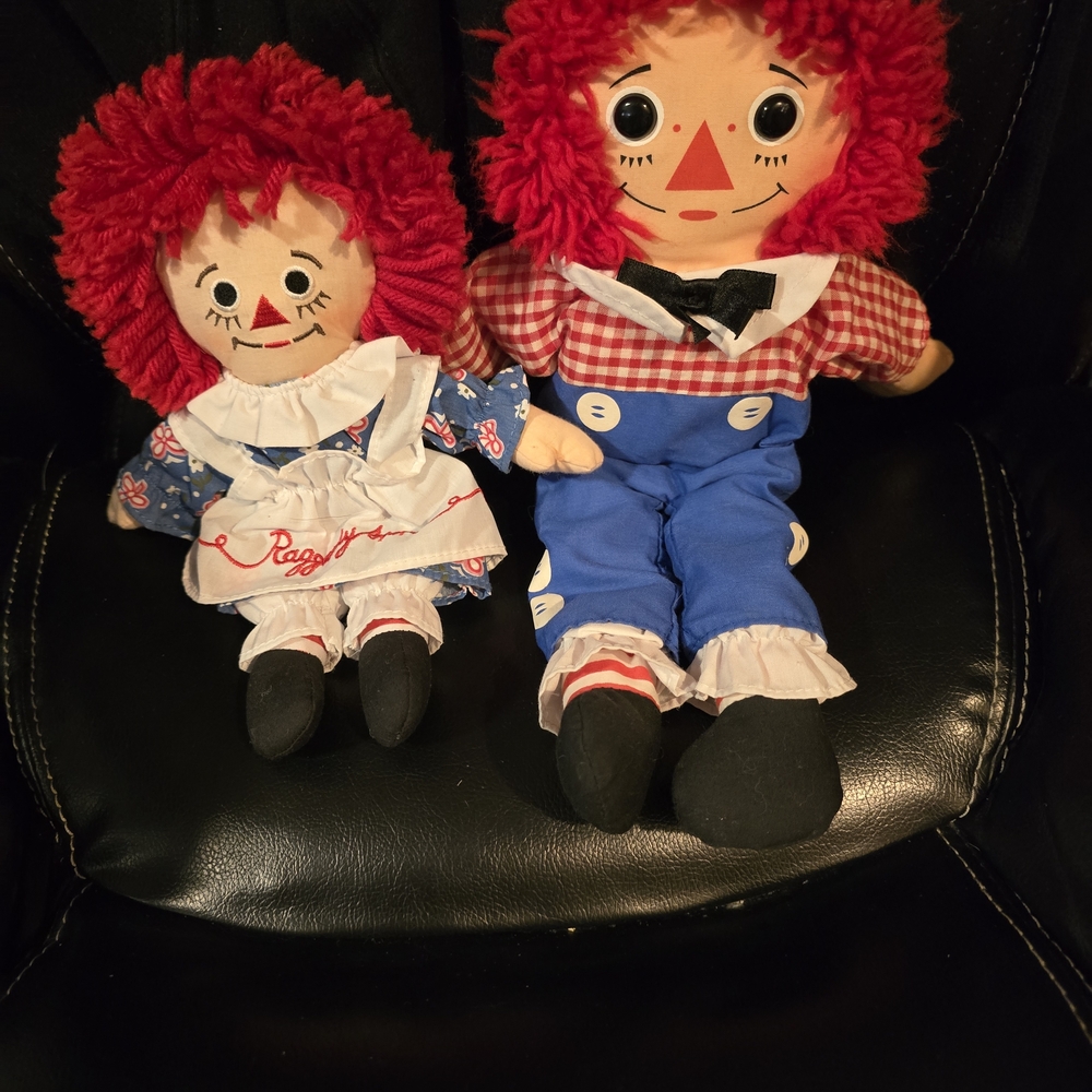 Raggedy Ann and Andy Stuffed Dolls - Red and Blue